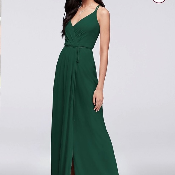 David's Bridal Dresses & Skirts - Double-Strap Long Georgette Bridesmaid Wrap Dress